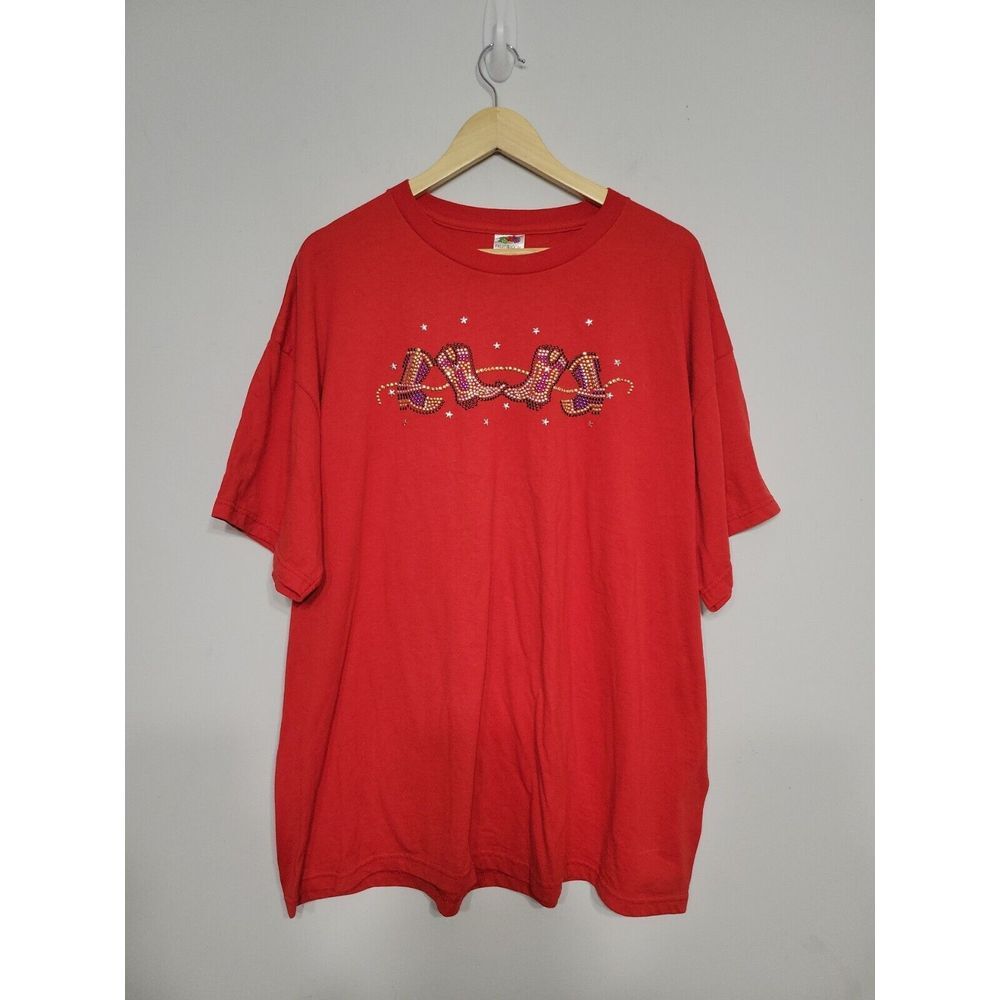 Fruit Of The Loom Vintageโ Women's T-Shirt Size 2XL Studded Cowboy Boots